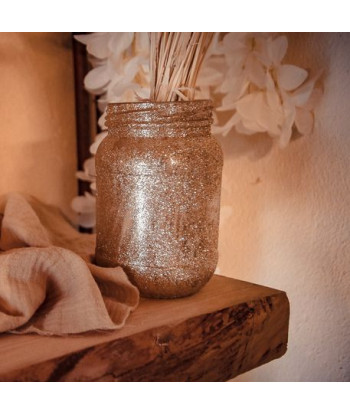 Vase avec paillettes or