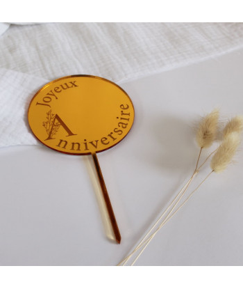 Cake topper "joyeux anniversaire" or
