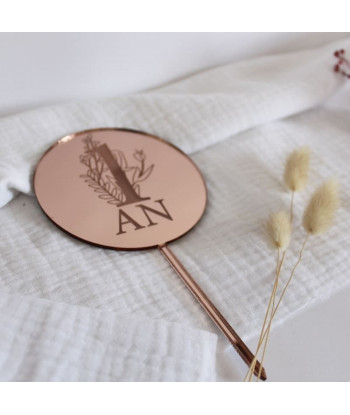 Cake topper 1 an fleuri - rose gold