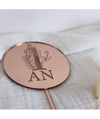 Cake topper 1 an fleuri - rose gold