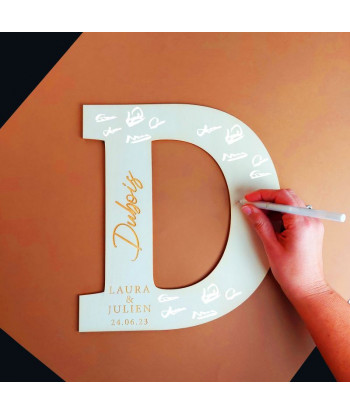Initial en bois Livre d'or alternatif mariage