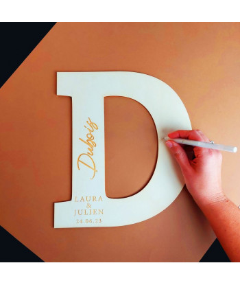 Initial en bois Livre d'or alternatif mariage