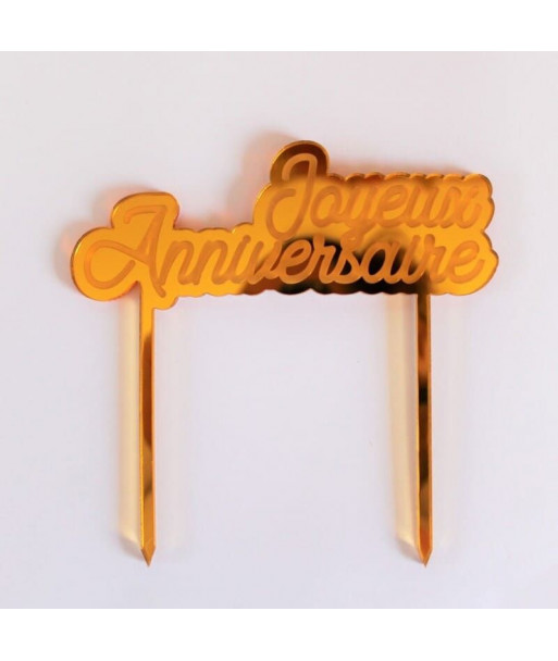 Cake topper "joyeux anniversaire" or script