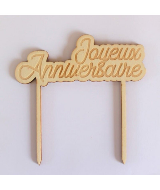 Cake topper "Joyeux anniversaire" en bois