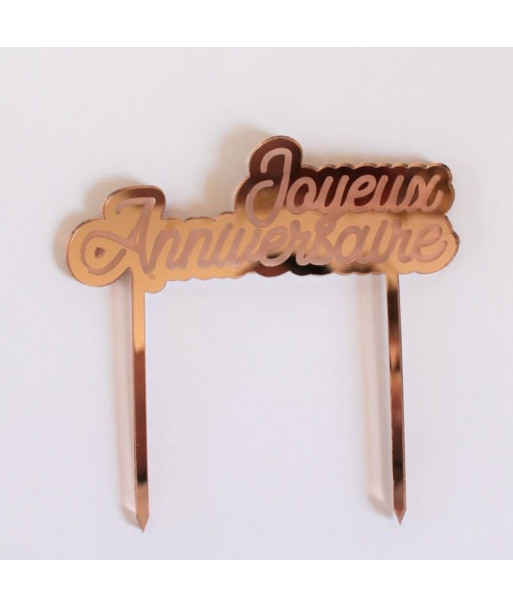 Cake topper "Joyeux anniversaire" rose gold