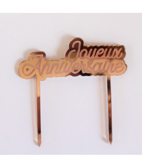 Cake topper "Joyeux anniversaire" rose gold