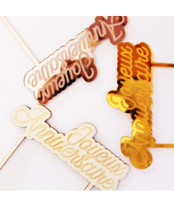 Cake topper "Joyeux anniversaire" rose gold