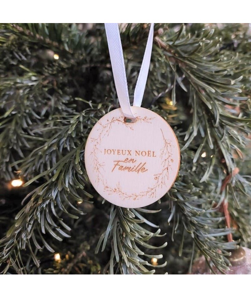 Boule Noel en famille bois 