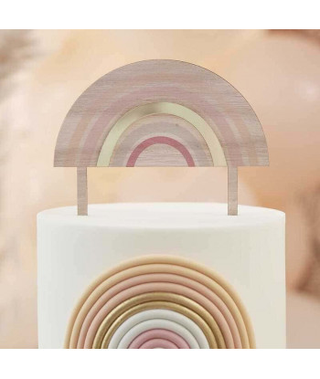 Cake topper arc-en-ciel en bois et plexiglas