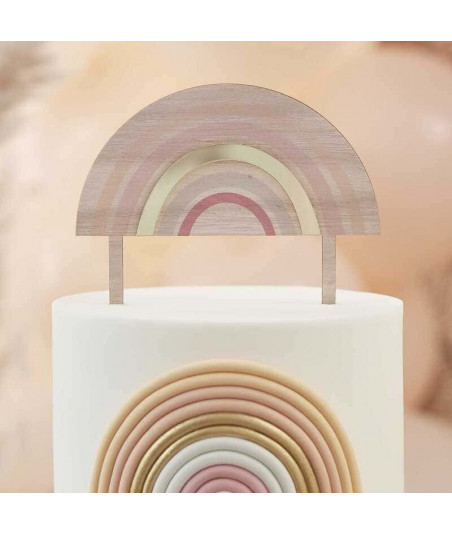 Cake topper arc-en-ciel en bois et plexiglas
