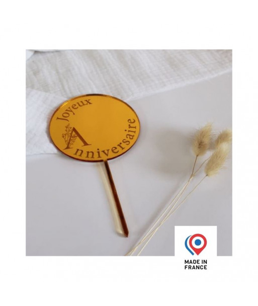 Cake topper "joyeux anniversaire" or