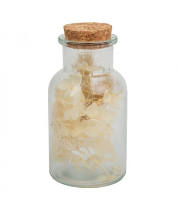 bouteille de fleurs séchées blanches