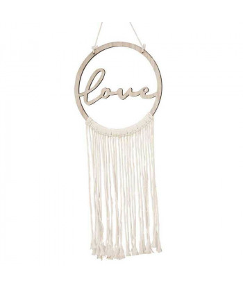 cercle en bois et macramé LOVE
