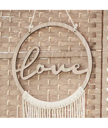 cercle en bois et macramé LOVE