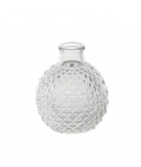 Vase boule en verre cannelé