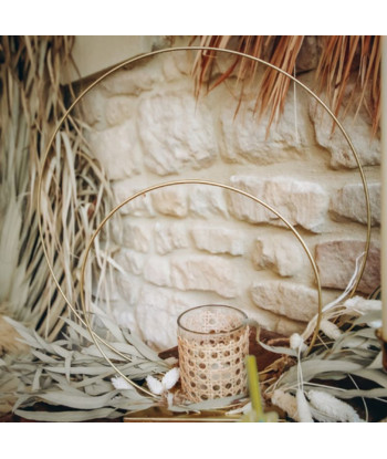 photophore en verre en cannage naturel