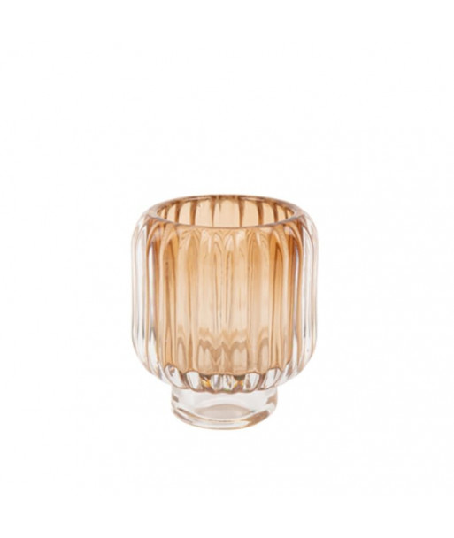 Vase rainuré terracotta ambré