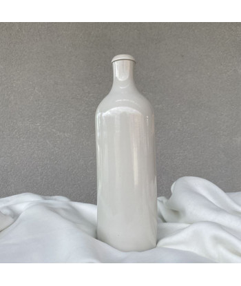 Vase bouteille en grès blanc