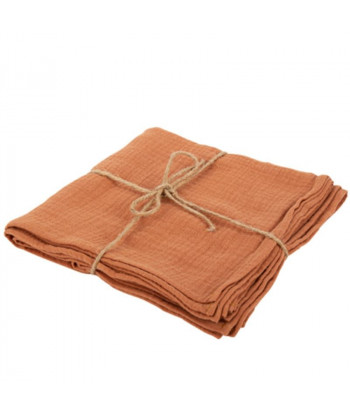 Lot de 4 serviettes gaze de coton terracotta