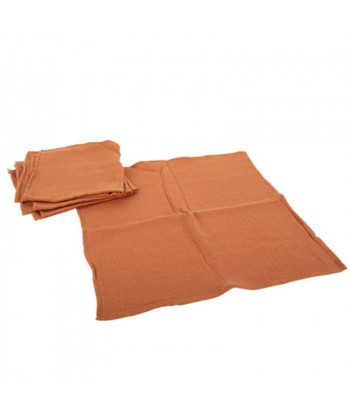 Lot de 4 serviettes gaze de coton terracotta
