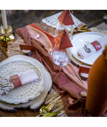 Chemin de table en voile de coton noisette