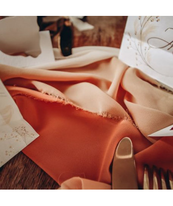 Bobine de mousseline de soie effiloché terracotta