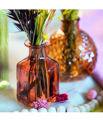 Vase hexagonal en verre terracotta