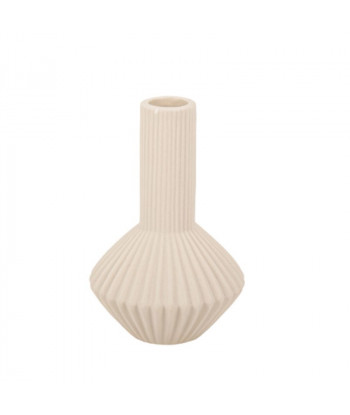 Vase strié moderne beige crème en poterie