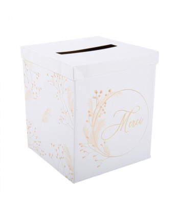 Urne Merci avec pampa et fleurs - blush et or