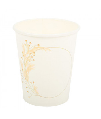 Gobelets beige carton pampa et fleurs blush et or