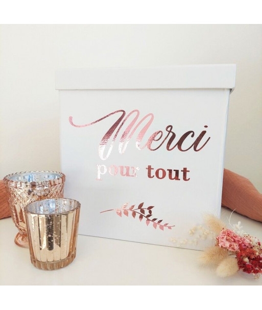 Urne de mariage rose gold "merci pour tout"