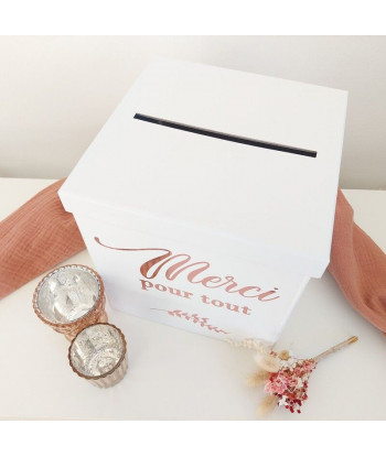 Urne de mariage rose gold "merci pour tout"