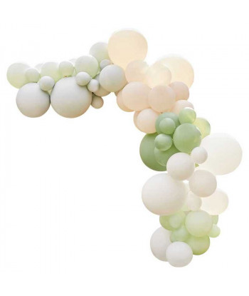 Kit arche de ballons vert sauge, nude et blanc