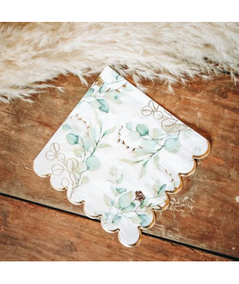 Serviettes en papier eucalyptus et or