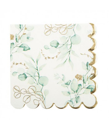 Serviettes en papier eucalyptus et or