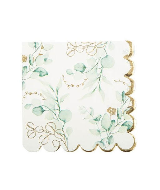 Serviettes en papier eucalyptus et or