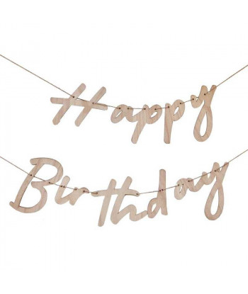 Couronne en bois "joyeux anniversaire"