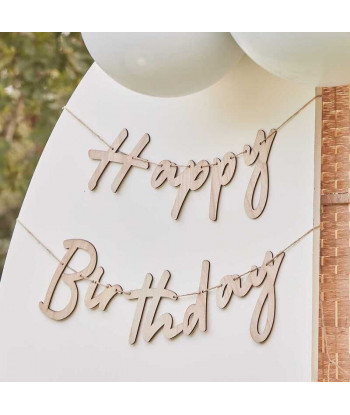 Couronne en bois "joyeux anniversaire"