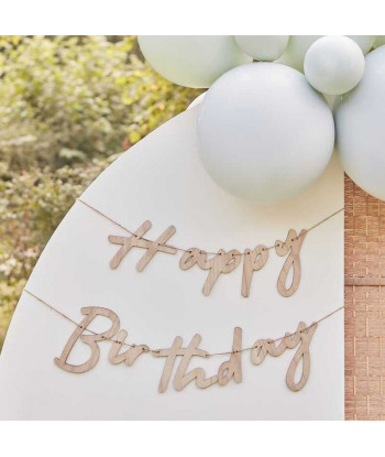 Couronne en bois "joyeux anniversaire"