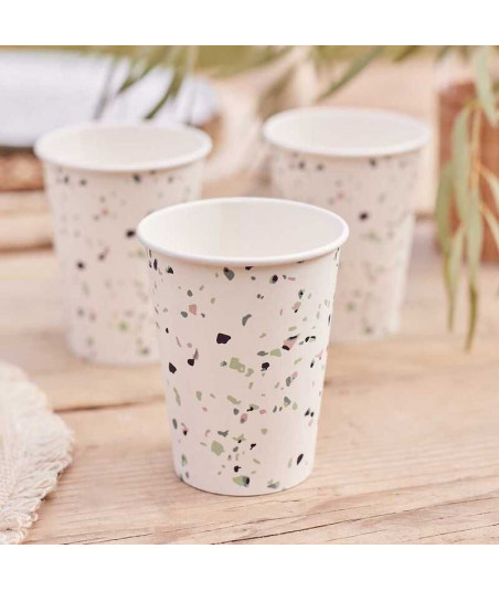 Gobelets en papier imprimés Terrazzo