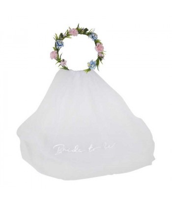 Couronne florale avec voile "bride to be"