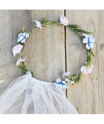 Couronne florale avec voile "bride to be"