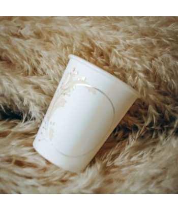 Gobelets beige carton pampa et fleurs blush et or