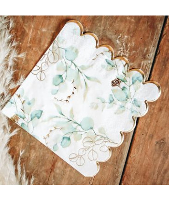 Serviettes en papier eucalyptus et or