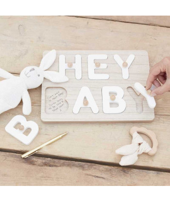 Livre d'or puzzle “Hey Baby” en bois