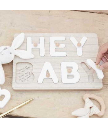 Livre d'or puzzle “Hey Baby” en bois
