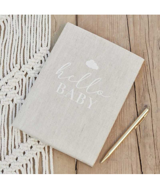 Livre d'or bébé “Hello Baby” avec couverture en lin