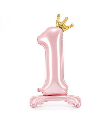 Ballon '1' rose clair