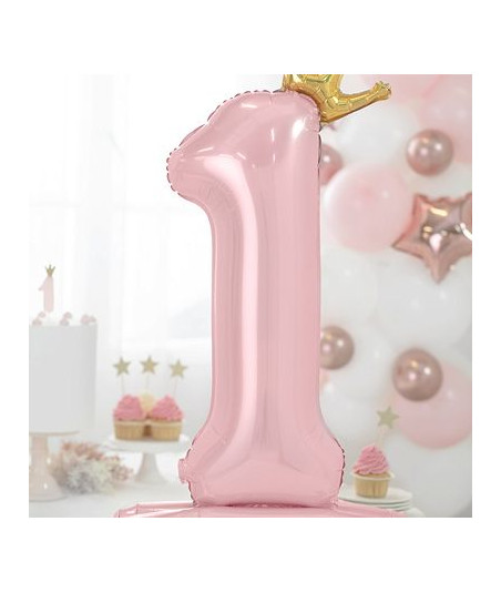 Ballon '1' rose clair