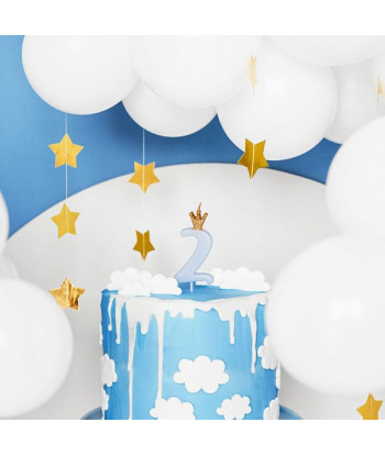 Bougie chiffre bleu clair avec couronne or